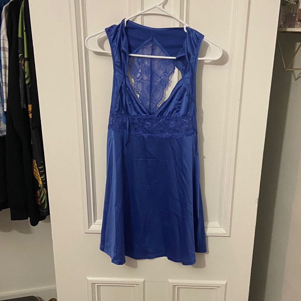 Blue Lace Back Dress